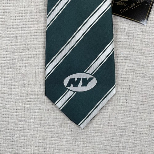 New York Jets Mens Necktie Green White NFL Licensed Football Sports Striped - Picture 9 of 11