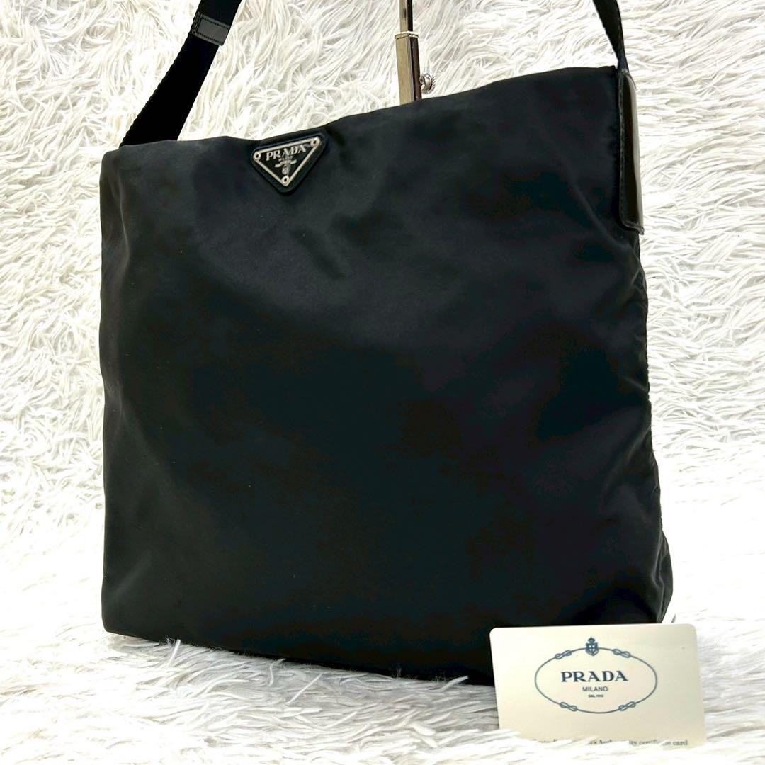 Prada Black Nylon Shoulder Bag with Triangle Logo Crossbody A4