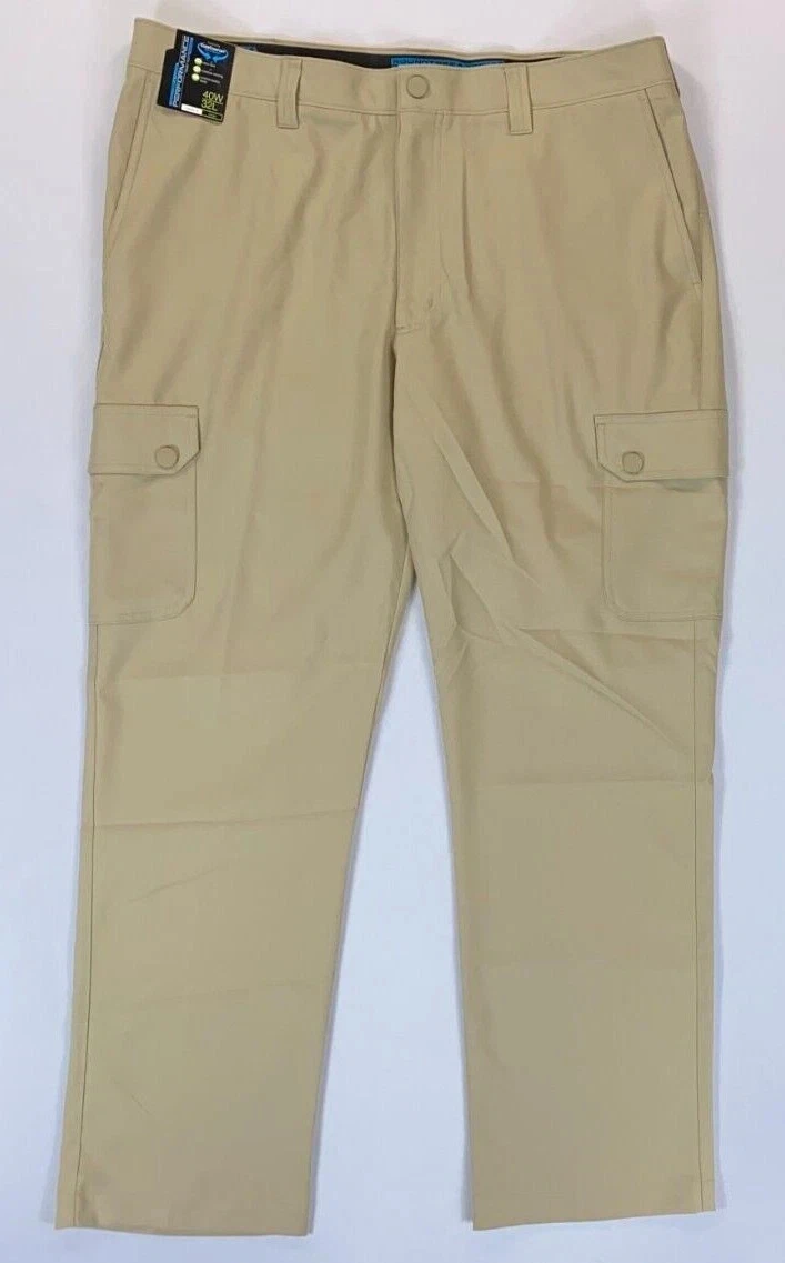 Men's Roundtree & Yorke SNAP CARGO Classic Fit Performance Pants NEW