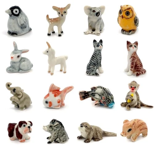 Adorable Mini Ceramic Animal Figurine  Porcelain Miniature Collectible