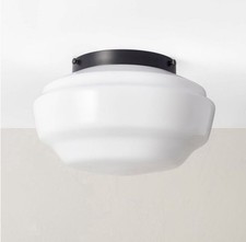 Milk Glass Flush Mount Celling Light Black Finish - Hearth & Hand