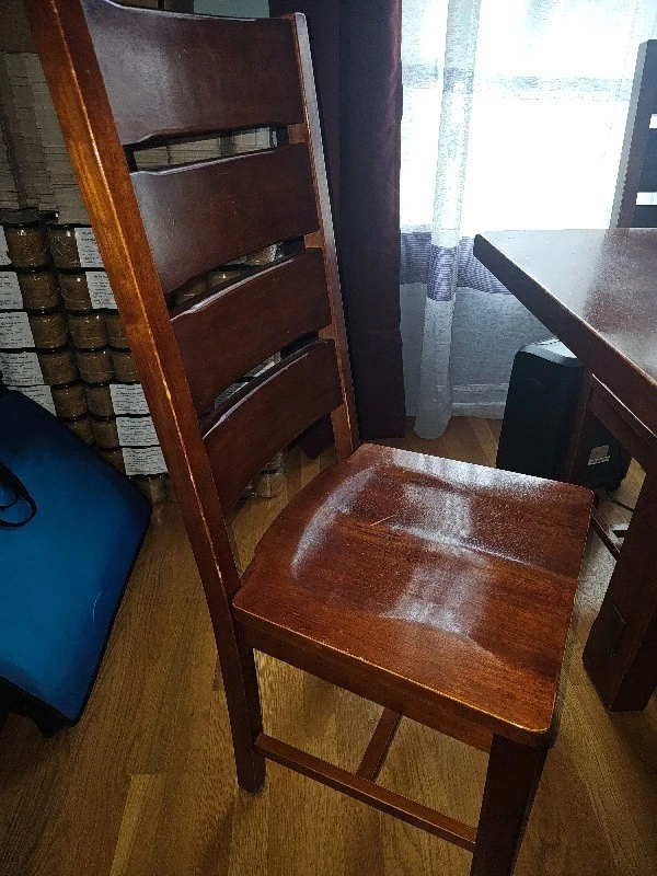 Solid Wood Dining Table Set – Seats 8 – Includes 8 Ladder-Back Chairs - Image 2 of 3