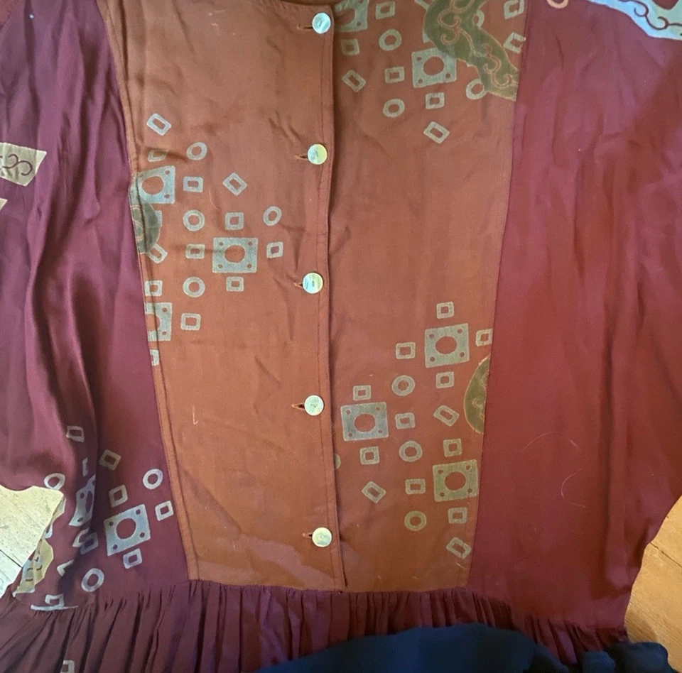 Vestido We Be Bop Artístico Batik Geométrico Grunge Vintage Años 80/90 Talla 1X 14-16 Boho Foto 3 de 4