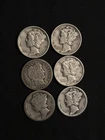 90% Silver Dime Lot (6 Coins) Mercury & Barber – Pre 1965 US Silver – All Dated