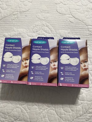 3 PACK Lansinoh Contact Nipple Breasfeeding Shields w/Protective Case 16mm SMALL