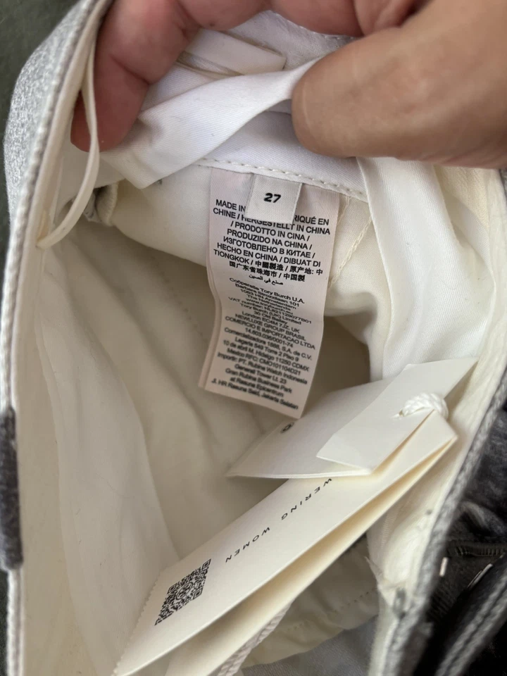 Pantalón vaquero Tory Burch nuevo con etiquetas Cat Animal House edición limitada escala de grises talla 27 Foto 4 de 4