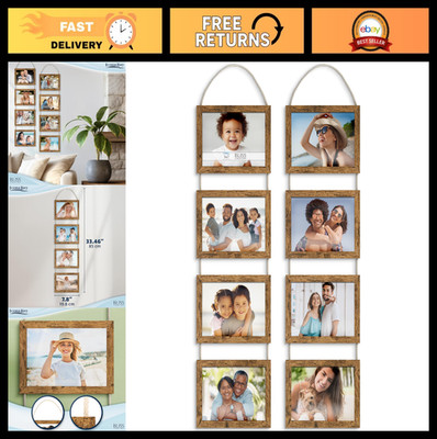5x7 Rustic Brown Wall Hanging Picture Frames Collage - 8 Openings, 2 Pack, Casua