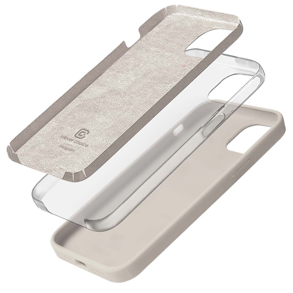 Coque silicone iPhone 14 Plus Crong évite rayures et chocs beige