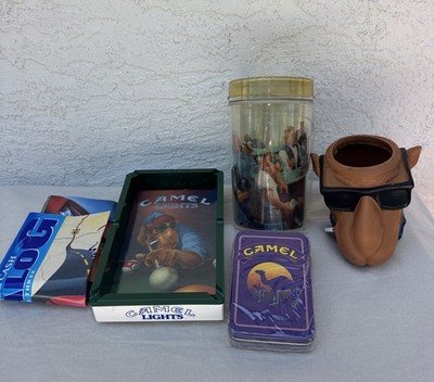 Vintage Camel Tobacco Promo Items (Lot Of 4) Ashtray, Cups, Tin