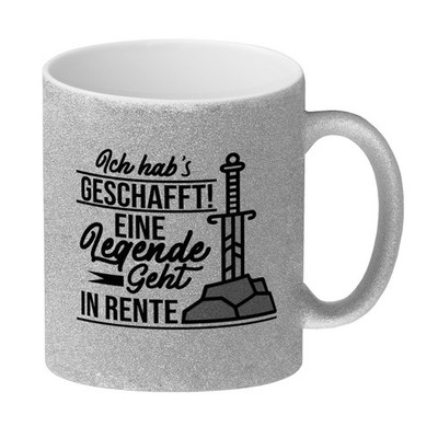 Rentner Glitzer-Kaffeebecher Ich habs geschafft Eine Legende geht in Rente