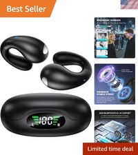 Lightweight Wireless Open Ear Earbuds with LED Display AI Noise Reduction