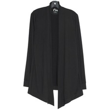 Zyia Active Cardigan Lightweight Athleisure Minimalist Open Front Black Medium