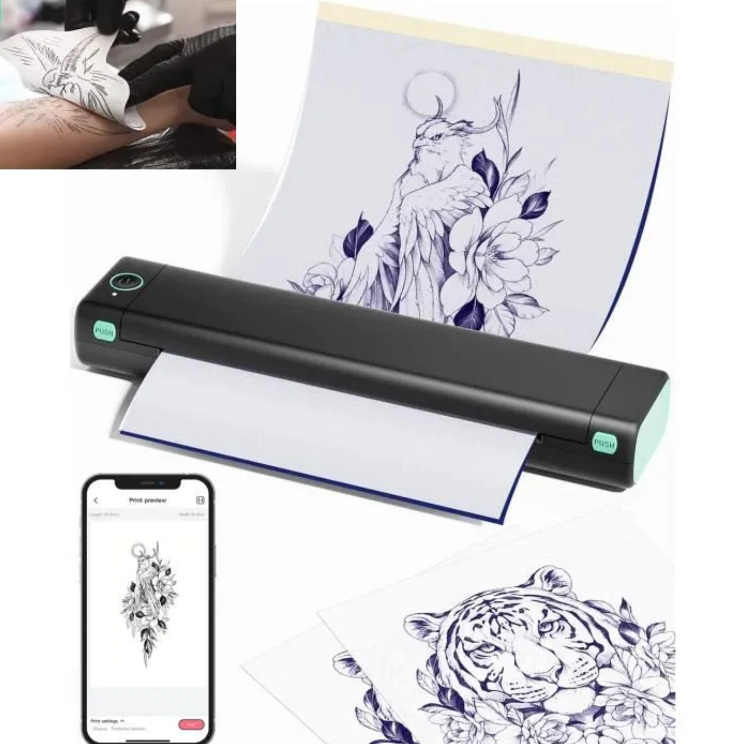 Imprimante pochoir tatouage Bluetooth DARMOWADE pour corriger les ratés de transfert