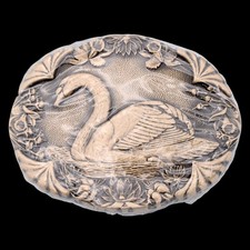Solid Brass Swan Hippie Art Noveau SMALL Vintage Belt Buckle
