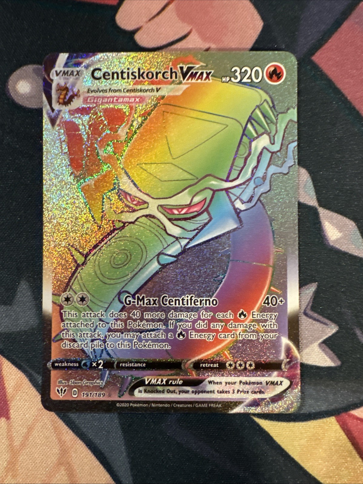 Centiskorch Vmax 191/189 Darkness Ablaze NM Full Art Secret Rainbow Rare Pokemon