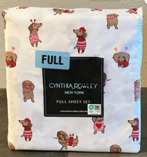 Cynthia Rowley FULL Size Dachshund Sheet Set - Valentine's Heart Weiner Dog