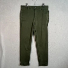Frank And Oak Mens Green Tapered Organic Cotton Blend Pants Size 30