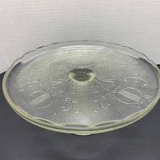 Harp Pattern Cake Stand By Jeanette 10" Elegant Glass Round