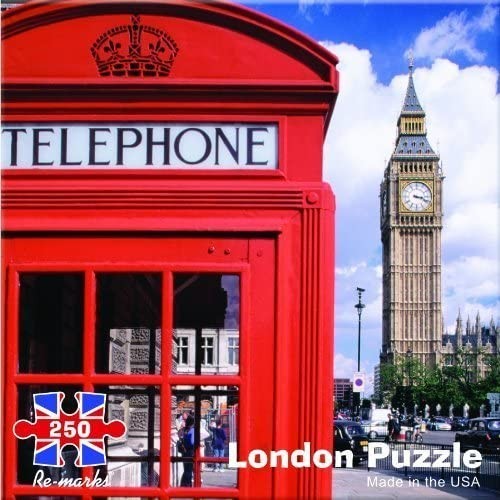 Пазл-головоломка из 250 кусочков размером 11 х 14 дюймов с телефонной будкой в Лондоне и Биг-Беном
