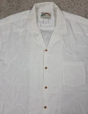 Paradise Found White Floral Print 2XL Hawaiian Shirt Button Front Short Sleeve