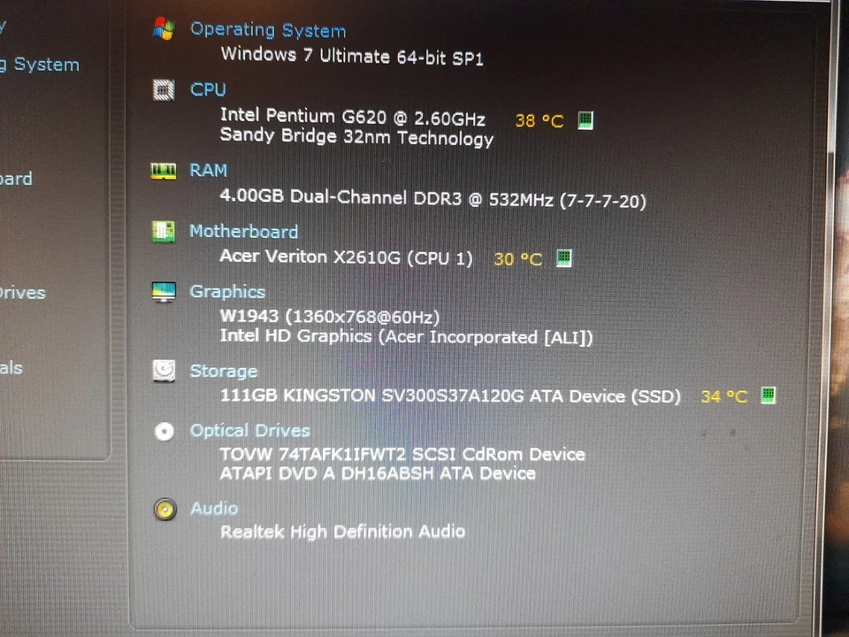 mini desktop ACER Veriton X2610G ( SSD Kingston 120 gb ) - Image 3 of 4
