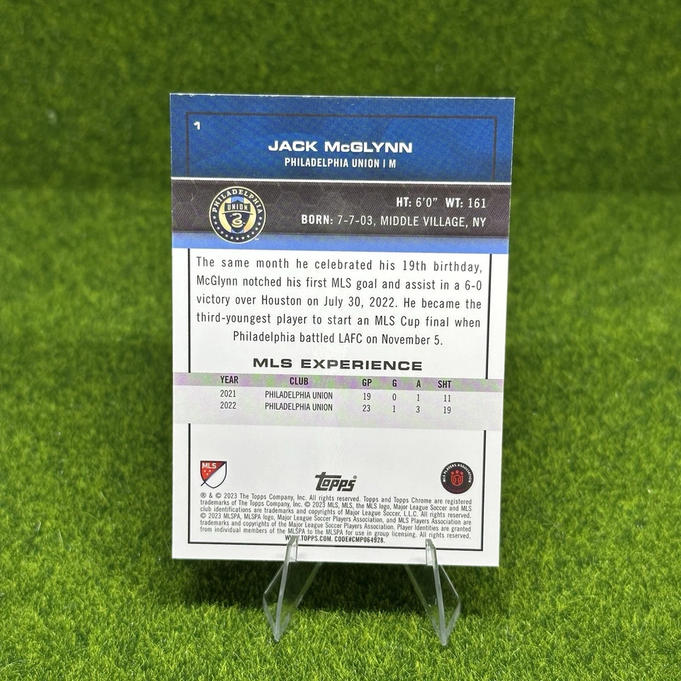 2023 Topps Chrome MLS Jack McGlynn Refractor /199 #1 MLS - Image 2 of 2