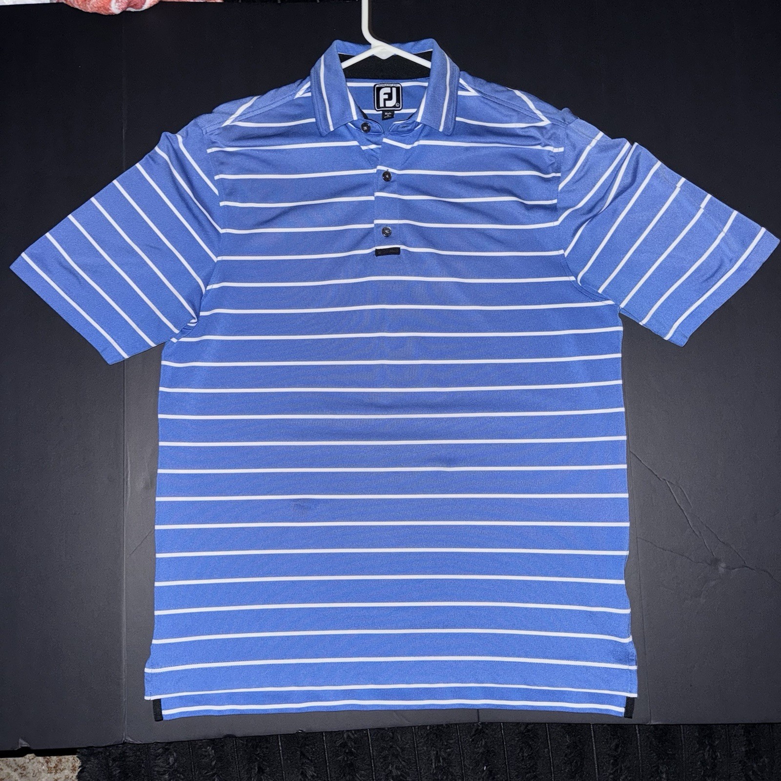 Men’s Large FootJoy Athletic Fit Blue Striped Performance Golf Polo Shirt