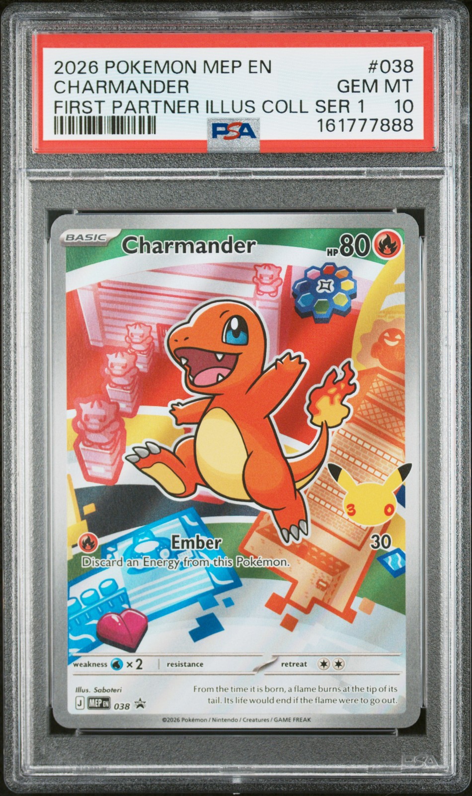2026 POKEMON MEP FIRST PARTNER ILLUSTRATION COLLECTION #038 CHARMANDER PSA 10