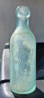 Vintage Blob Top JAS RAY Savannah Georgia Circle Slug Soda Bottle