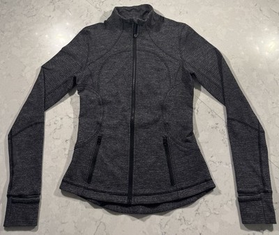 Lululemon Forme Jacket Womens 6 Gray Luon Stretch Full Zip Athleisure Yoga Run