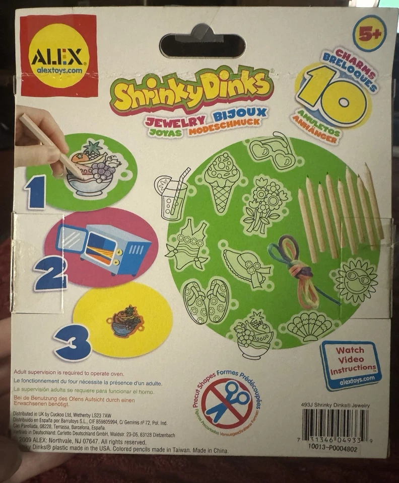 Alex Shrinky Dinks Hágalo Usted Mismo Kit de Joyería 10 Dijes, Nuevo En Caja para 5+ Foto 2 de 4