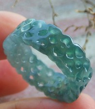 Video Certified Green A Jadeite Jade Circle Heart Knotted Ring NO. 9  419161