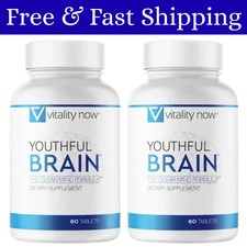 2 Pack Vitality Now Youthful Brain Memory Health Supplement Tablets