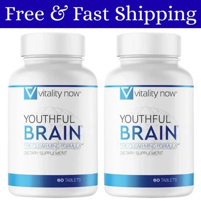 2 Pack Vitality Now Youthful Brain Memory Health Supplement Tablets - 60 Count