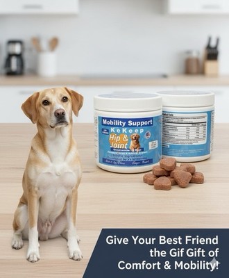 (FJ12) KeKeep Hip Joint Glucosamine Dog Chews 120ct Mobility Support Soft Treats