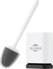 Silicone Toilet Brush, Ventilation Slots Holder 1 Pack Pearl White