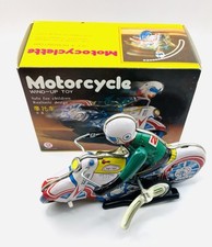 TIN LITHOGRAPH WIND-UP MOTORCYCLE LITHO TOY IN BOX - WORKS