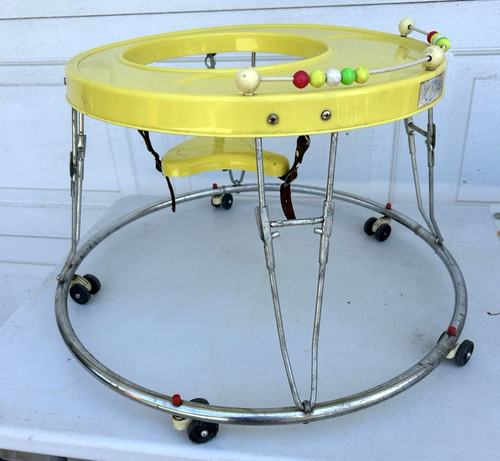 Vintage 1960s Round Yellow CENTURY Infant Baby Foldable Walker - Picture 6 of 18
