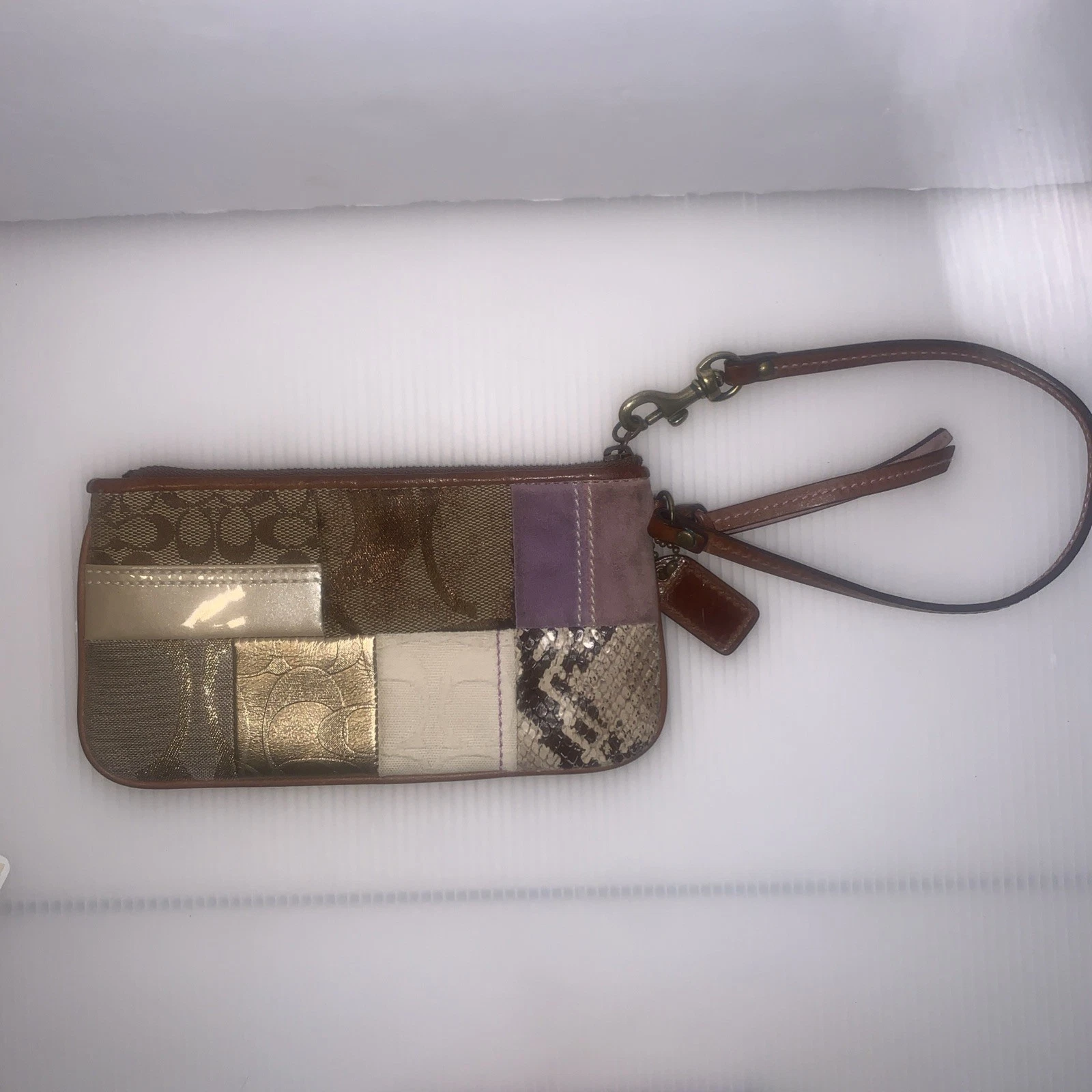 Patchwork da polso Coach vintage pelle materiali misti multicolore