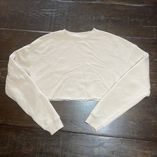 ALO Yoga Sweatshirt No Size Tag Medium  Extreme Cropped Pullover Macadamia Tan