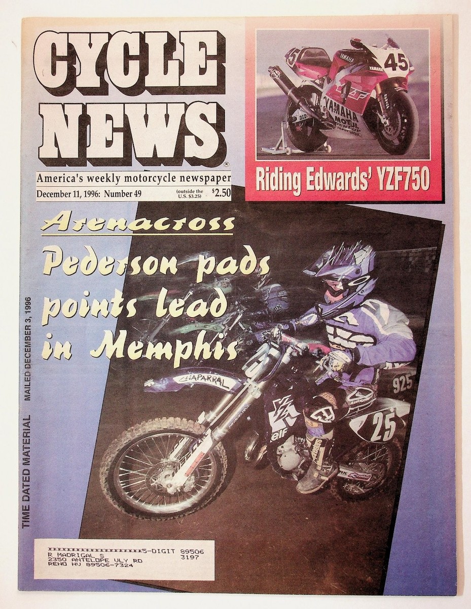 CYCLE NEWS December 11 1996 Motorcycle Racing Arenacross Magazine