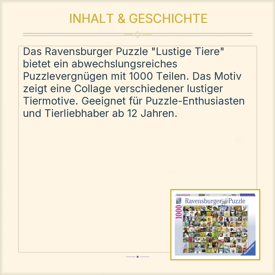 Ravensburger Puzzle Animali Divertenti 1000 Pezzi Collage - Immagine 3 di 3