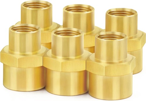 Brass Pipe Fitting, Reducer Hex Coupling 1/2" NPT Female x 1/4" NPT Female Threa