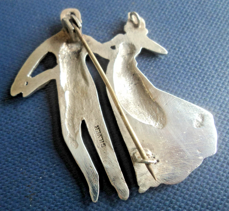 Spilla Da Ballo Danzante Grande Argento Design Attraente c1940 Anni '50 - Immagine 4 di 4