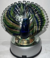 Stunning Piece Of Art - Dynasty Gallery Glass Peacock W/ A Lighted Base.