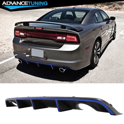 Fits 12-14 Dodge Charger OE Style Rear Bumper Diffuser w/ Blue Reflective Tape