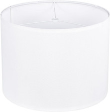 White Lamp Shade, Large Drum Lampshade 13" Top x 13" Bottom x 10" High, Replacem