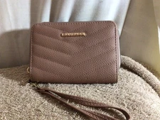 Double Zip Brown RAMPAGE Wristlet Double Run Around Zipper pre-owned