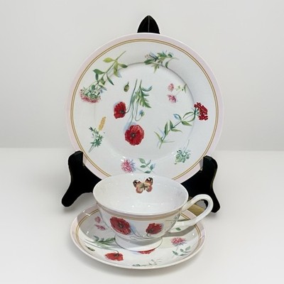 Maxwell & Williams Butterfly Garden Trio Tea Cup Saucer Side Plate