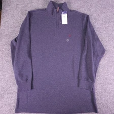 NEW Chaps Mens LT Large Tall Navy Blue Zip Mock Neck Cotton Pullover Crest